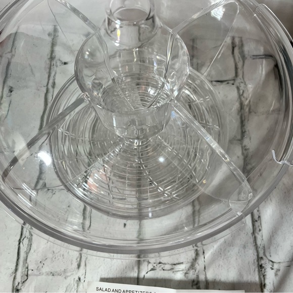 Acrylic Serving Bowl Divided W/dip Bowl  & Utensils Veggies, Fruits,cold salads - Picture 13 of 16